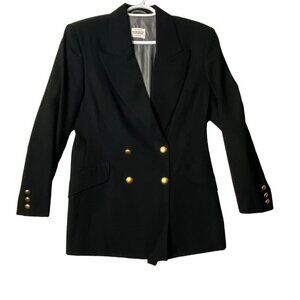 United Colors of Benetton Women Size 42 US 6 Black Wool Viscose Blend Blazer